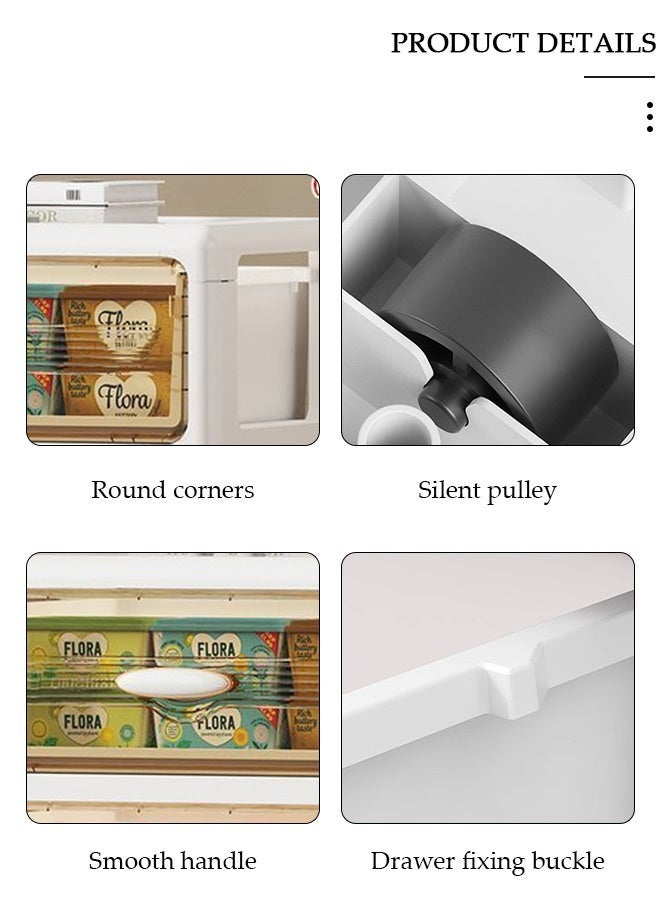 DUNISO 3 Layers Drawer Storage Cabinet Drawer Plastic Containers Box with Wheels 35CM Wide Slit Cabinet Drawer Unit Multipurpose Drawer Storage Organizer for Kitchen Bedroom Bathroom and Living Room - Image 3